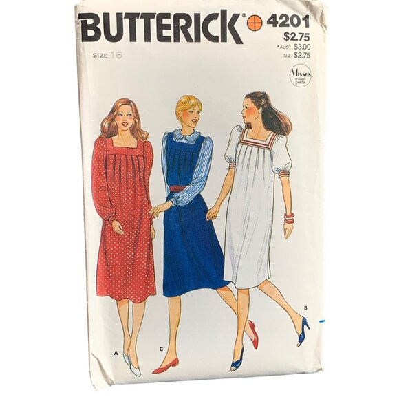 Butterick 4201 Vintage Sewing Pattern Misses' Dress Size 16 Uncut - Picture 1 of 2